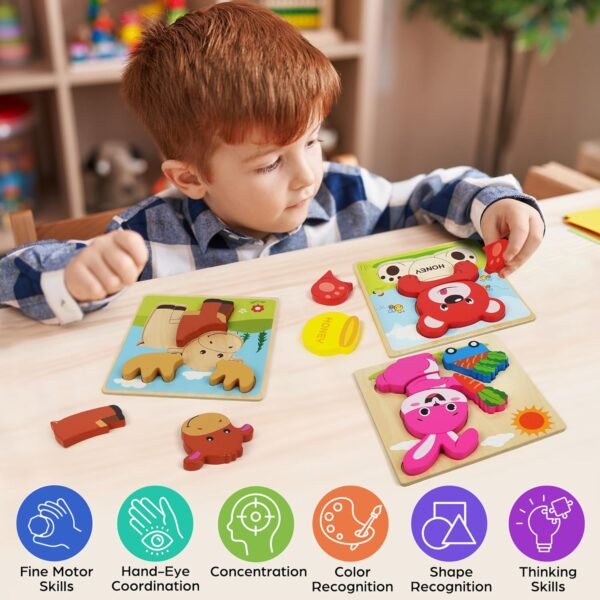 81Xccv4ar-L._AC_SL1500 Wooden Puzzles for Toddlers 1-3, 8 Pack Animal Puzzles for Toddlers 2-4, Montessori Toys for 1 2 3 Year Old Boys Girls, Learning Educational Preschool Toys