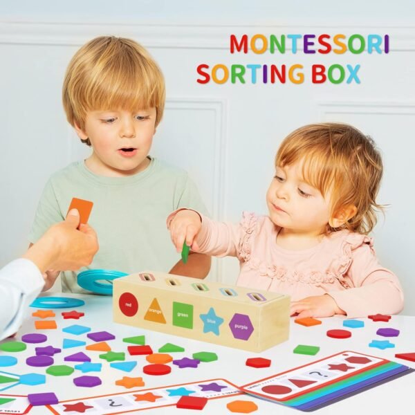 81Y3_JOXL_L._AC_SL1500 Montessori Toys for 1 2 3 Year Old | Wooden Color & Shape Sorting Matching Toys | Learning Educational Toys for 1-3 Year Old Kids | One 1st 2st Birthday Gift for Boy Girl
