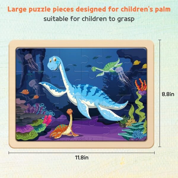 81ZUXLkVqiL._AC_SL1500 Large Dinosaur Wooden Puzzles for Kids 4 in 1 Gift Box(12.2*9.4 in) - FSC Certified, Jigsaw Puzzles for Toddlers 2-4, Puzzles for Kids Ages 4-6, Dinosaur Toys Gifts for 3 4 5 Year Old Boy Girl