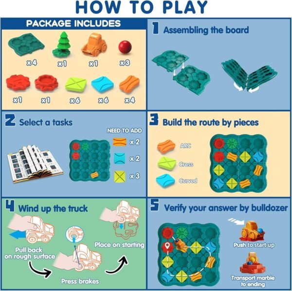 81ZhGCXMKRL._AC_SL1500 Kids Toys STEM Board Games - Logic Road Builder Brain Teasers Puzzles for 4 5 6 7 Year Old Boys Girls, Educational Montessori Birthday Gifts for Ages 4-8 Preschool Classroom Learning