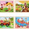 Wooden Puzzles Toys for Kids Ages 3-5, Set of 4 Packs with 20-Piece Farm, Animals Theme Wood Jigsaw Puzzles, Preschool Educational Brain Teaser Toys for Boys and Girls 3-6 Years Old.
