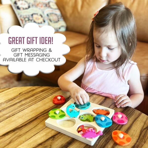 81_TVMCxjUL._AC_SL1500 Montessori Toys for 1 Year Old Toddler Puzzle - Dual Layered Wooden Puzzles for Toddlers 1-3, Dinosaur Toy, Educational Toy for 2 Year Old