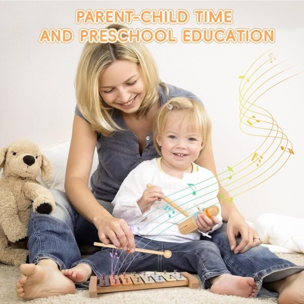 81aH6pW8_ML._AC_SL1500 Toddler Musical Instruments, Montessori Baby Musical Instruments for Toddlers 1-3, Wooden Musical Toys with Modern Boho Xylophone for 1 2 3 Year Old Kids Preschool Educational Birthday Gift
