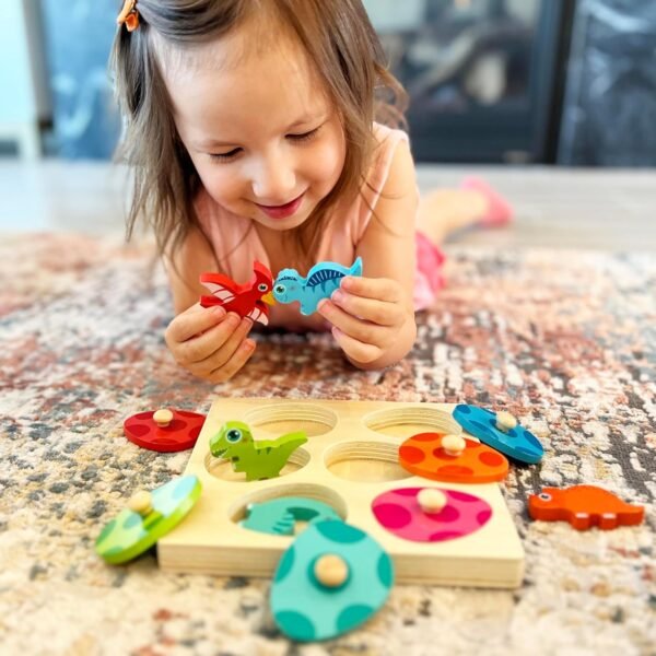 81gz-wkZzZL._AC_SL1500 Montessori Toys for 1 Year Old Toddler Puzzle - Dual Layered Wooden Puzzles for Toddlers 1-3, Dinosaur Toy, Educational Toy for 2 Year Old