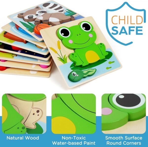 81hIZ3tGAuL._AC_SL1500 Wooden Puzzles for Toddlers 1-3, 8 Pack Animal Puzzles for Toddlers 2-4, Montessori Toys for 1 2 3 Year Old Boys Girls, Learning Educational Preschool Toys