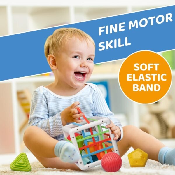 81ifsLRYI4L._AC_SL1500 Montessori Toys for 1+ Years Old, Shape Sorter Baby Toys for Girls Boys Birthday, Colorful 1 2 3 Year Infant Toddler Toy, 10pcs Sensory Pieces Learning & Fine Motor Skills 18+ Months