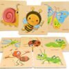 8pcs Wooden Puzzles for Toddlers 1-3, Toddler Puzzles Ages 2-4, Montessori Toys for 1-3+ Years Girl Boy, Sea Animal Puzzle for Kids, Jigsaw Puzzles Educational Toys Preschool Puzzles for 1-3