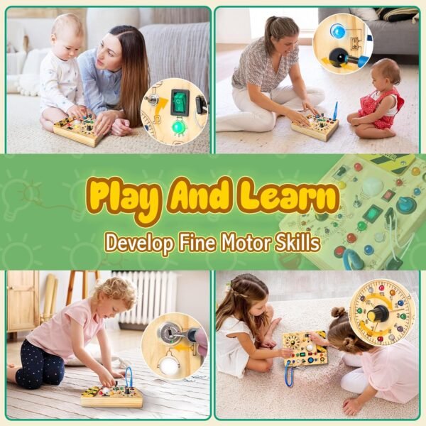 81pHXOXZoYL._AC_SL1500 Montessori Toys for 1-3 Years Old, Wooden Toddler Toys, Sensory Travel Toys, Gift for 1+ Year Old Boys (Busy Board Plus V2)