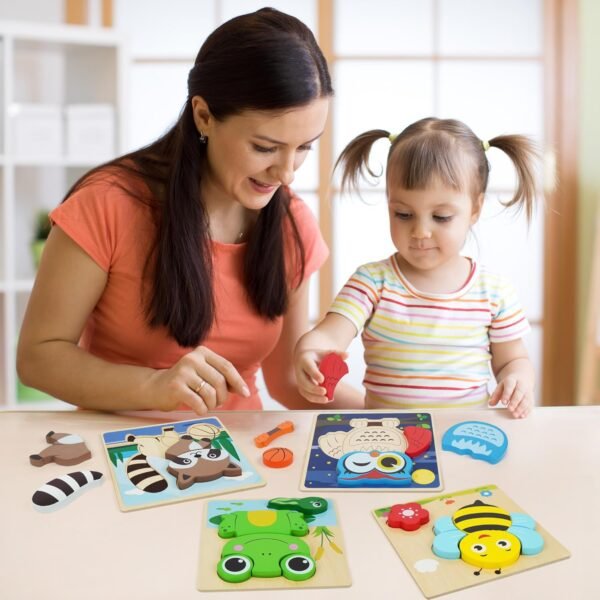 81sqEKEZ5DL._AC_SL1500 Wooden Puzzles for Toddlers 1-3, 8 Pack Animal Puzzles for Toddlers 2-4, Montessori Toys for 1 2 3 Year Old Boys Girls, Learning Educational Preschool Toys
