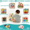 Wooden Activity Cube, 8-in-1 Montessori Toys for 1+ Year Old Boys & Girls, Educational Learning Toys for Toddlers Age 1-2, First Birthday Gift | Bonus Sorting & Stacking Board and Word Cards