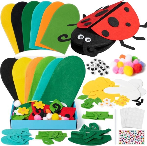 91LMJPGSphL._AC_SL1500 6Pcs Hand Puppet Making Kit, Art Craft Felt Sock Puppet Toys, Creative DIY Make Your Own Puppets Pompoms Wiggle Googly Eyes Storytelling Role Play Party Supplies Gift for Girls Boys (Animals)