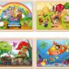 Large Animals Wooden Puzzles for Kids 4 in 1 Gift Box(12.2 * 9.4 in) - FSC Certified, Jigsaw Puzzles for Toddlers 2-4, Puzzles for Kids Ages 4-6, Wood Toys Gifts for 3 4 5 Year Old Boys Girls
