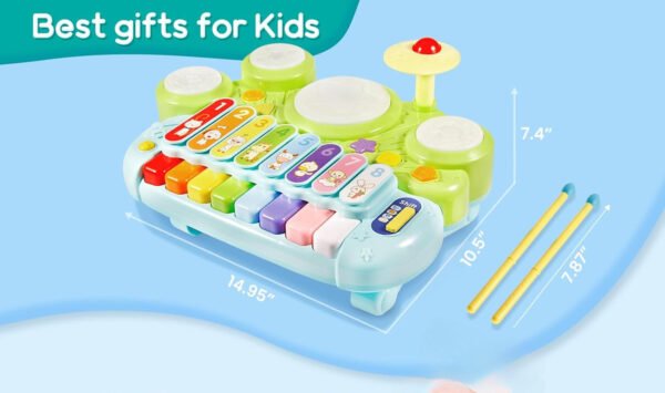 d70d060f7bf94105cbe1b47551168fb0 Kids Drum Set for Toddlers: 5 in 1 Baby Musical Instruments Musical Toys Children Drum kit Xylophone Microphone Piano Early Educational Learning Toy for Ages 18+ Months Girls Boys Birthday Gift