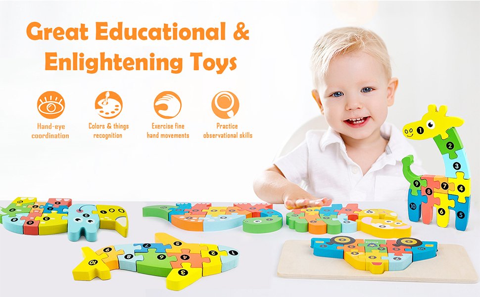 QULEWUU Wooden Puzzles Jigsaw Puzzles Montessori Toys